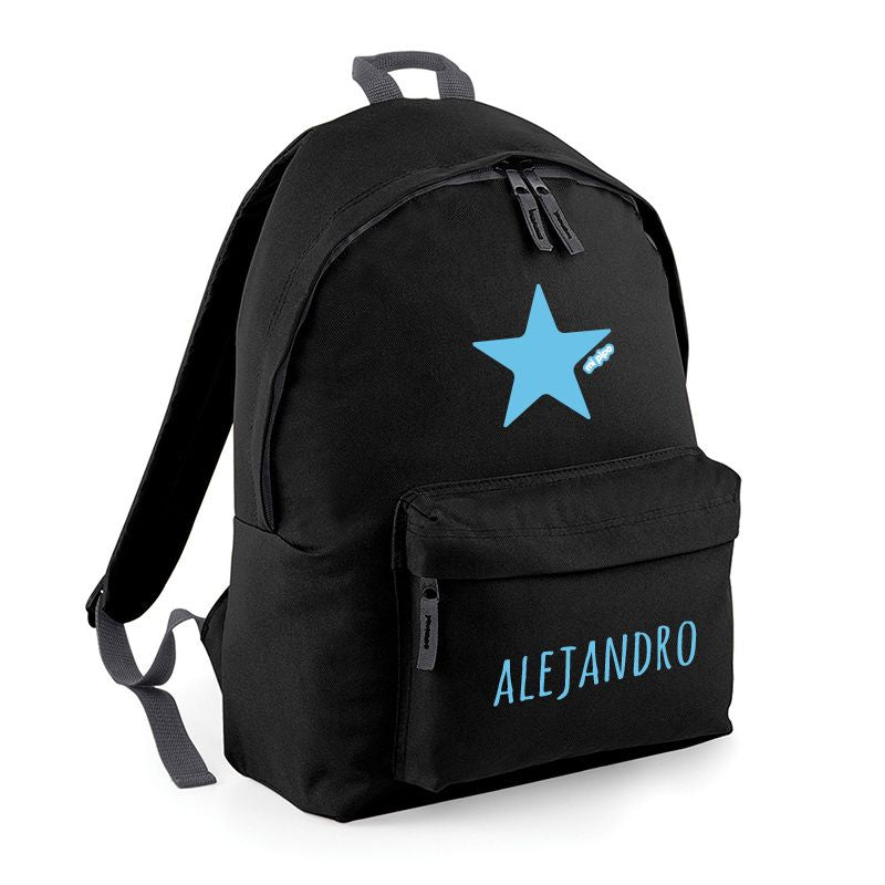 Mochila Junior Negra personalizada, dibujo a elegir - Mikeko