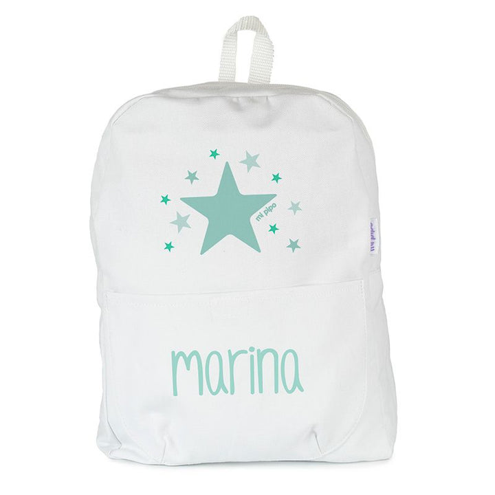 Mochila Medium LONA Estrella Menta personalizada, color a elegir - Mikeko