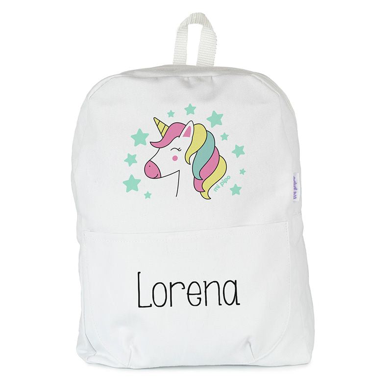 Mochila Medium LONA Unicornio personalizada, color a elegir - Mikeko