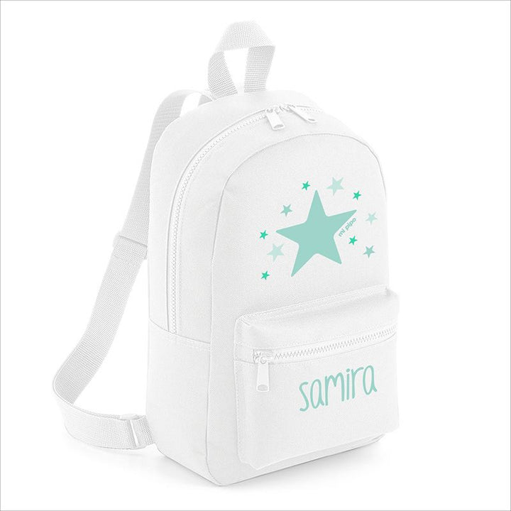 Mochila Medium Nylon Estrella Menta personalizada, color a elegir