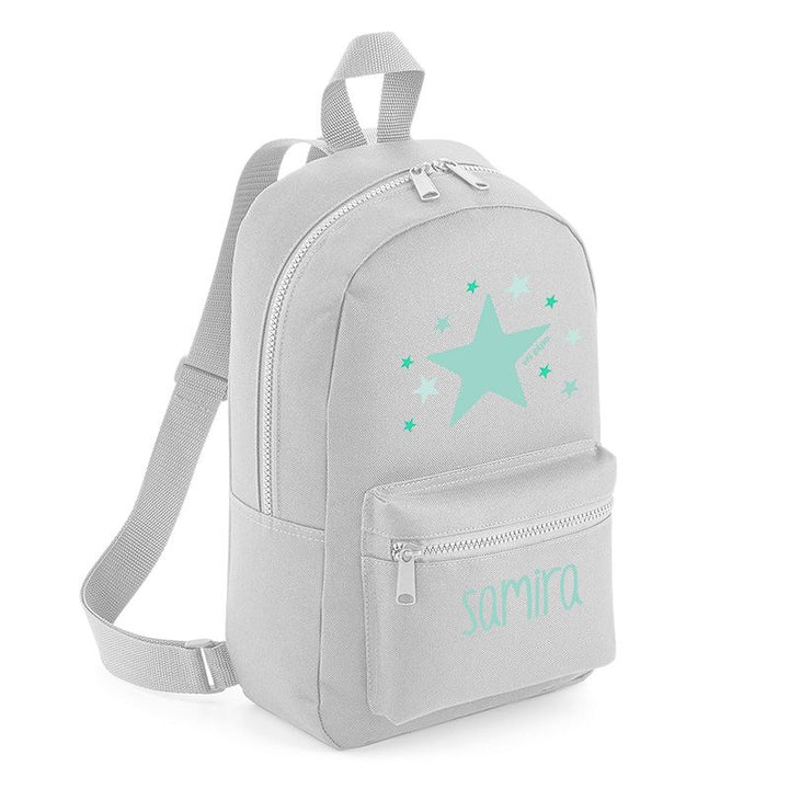Mochila Medium Nylon Estrella Menta personalizada, color a elegir