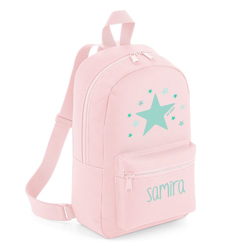 Mochila Medium Nylon Estrella Menta personalizada, color a elegir - Mikeko