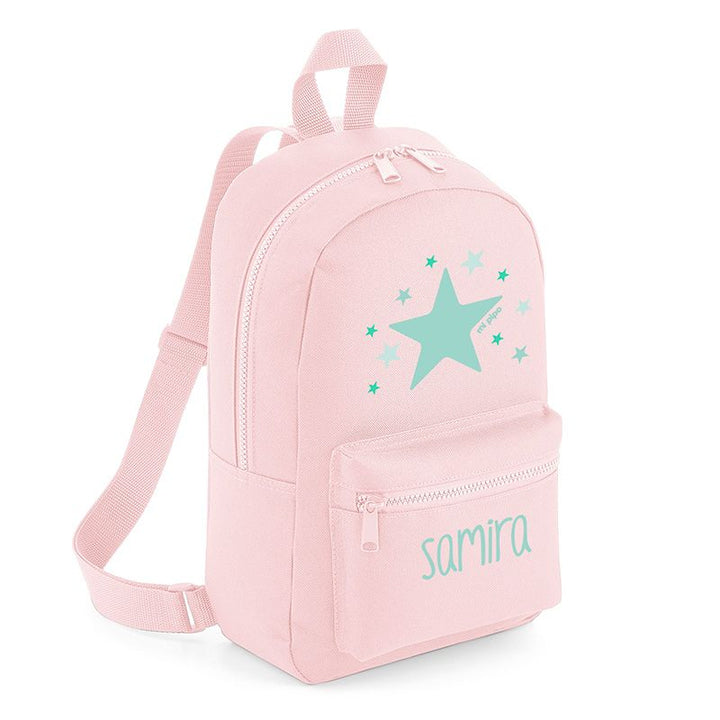 Mochila Medium Nylon Estrella Menta personalizada, color a elegir