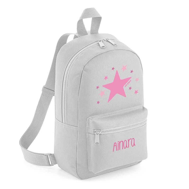 Mochila Medium Nylon Estrella Rosa personalizada, color a elegir - Mikeko