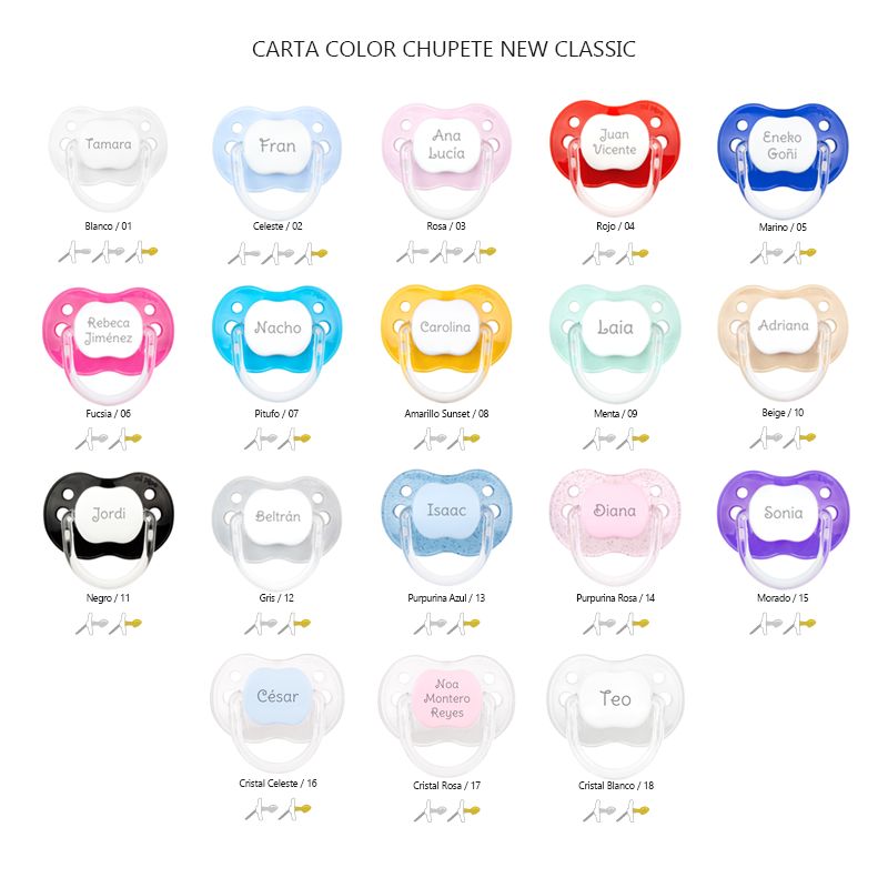 Pack de 2 chupetes New Classic + broche formas personalizado - Mikeko
