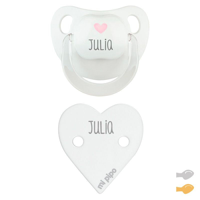 Pack Dúo Baby Deco Blanco Corazón Rosa Personalizado - Mikeko