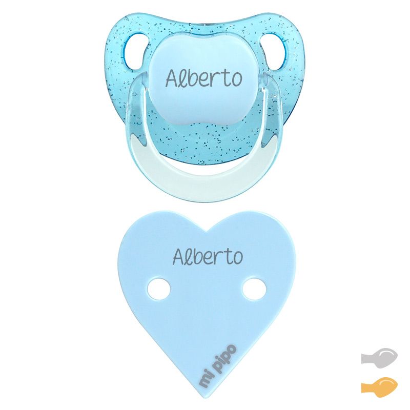 Pack Dúo Baby Glitter Corazón Azul Personalizado