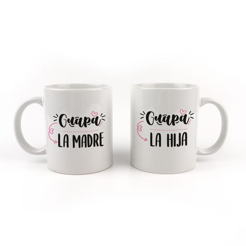 Pack Tazas cerámica o plástico Guapa la Madre, Guapa la Hija - Mikeko