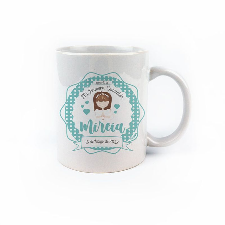 Taza cerámica Comunión Verde personalizada Nombre Niña - Mikeko