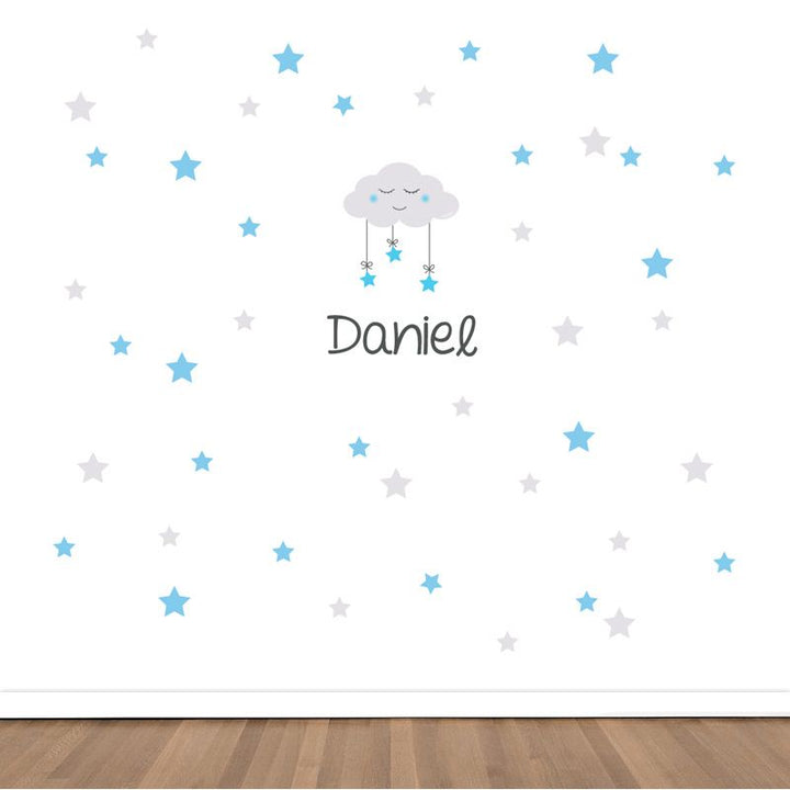 Vinilo decorativo Maxi Nube con Estrellas Azul