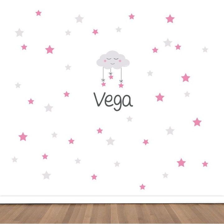 Vinilo decorativo Maxi Nube con Estrellas Rosa